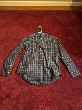 Ralph Lauren Boys Navy Green Plaid Button-Down Shirt